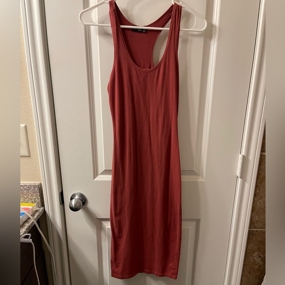 Dark red basic midi dress
